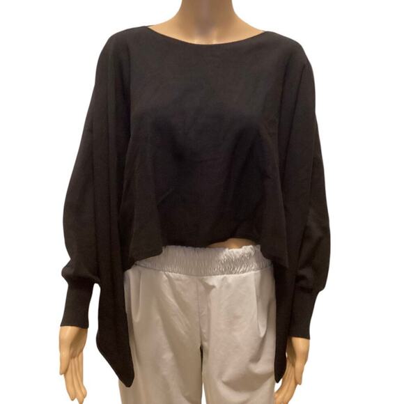 RENUAR knit batwing cropped sweater  women’s M/L black - Picture 1 of 8